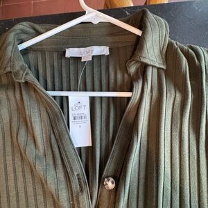 LOFT Olive Green Ribbed Dress